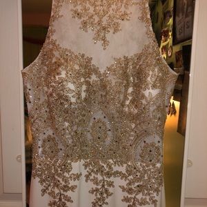 White and Gold sequenced long dress